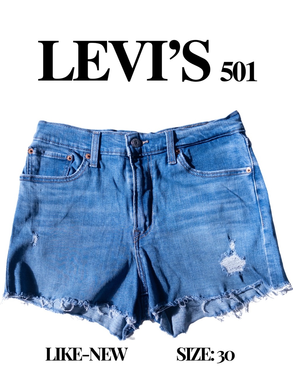 LEVI’S 501 High-Rise Distressed Cut-Off Denim Shorts